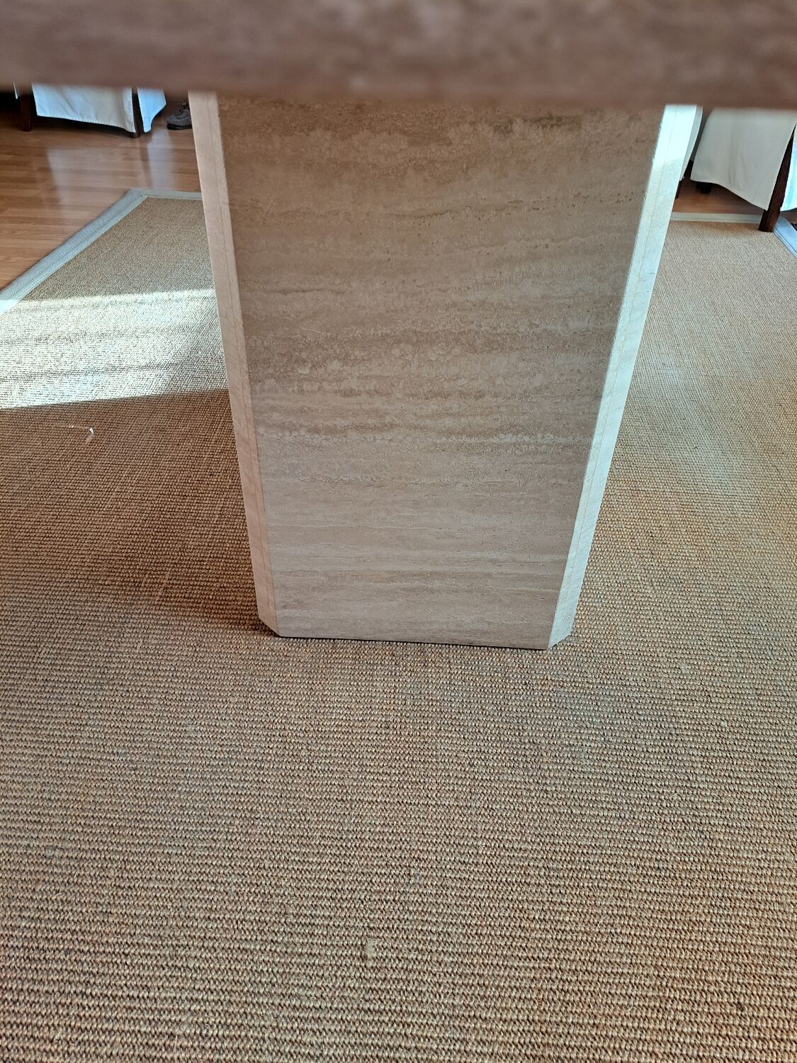 Travertine dining table.