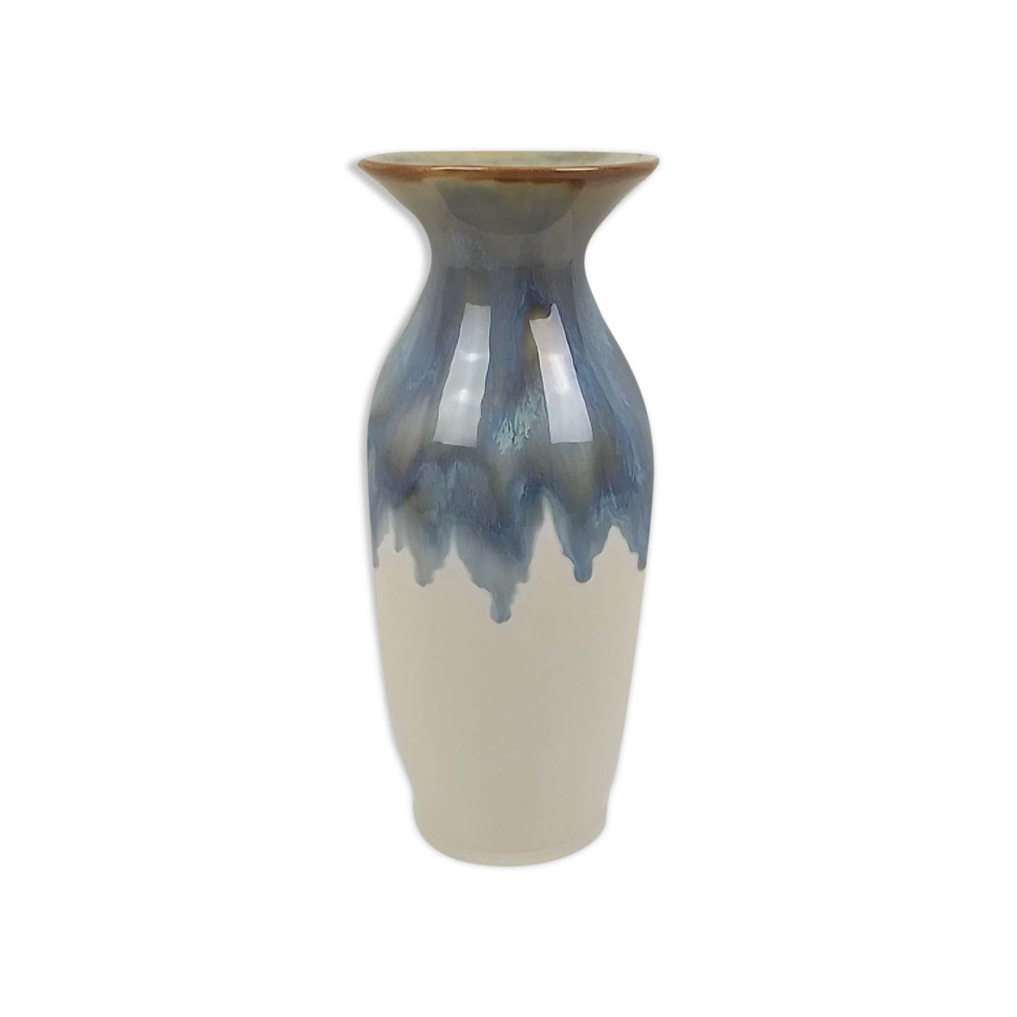 Vase écru et bleu turquoise 26 cm