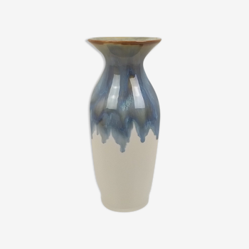 Vase ecru and turquoise blue 26 cm