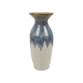 Vase ecru and turquoise blue 26 cm