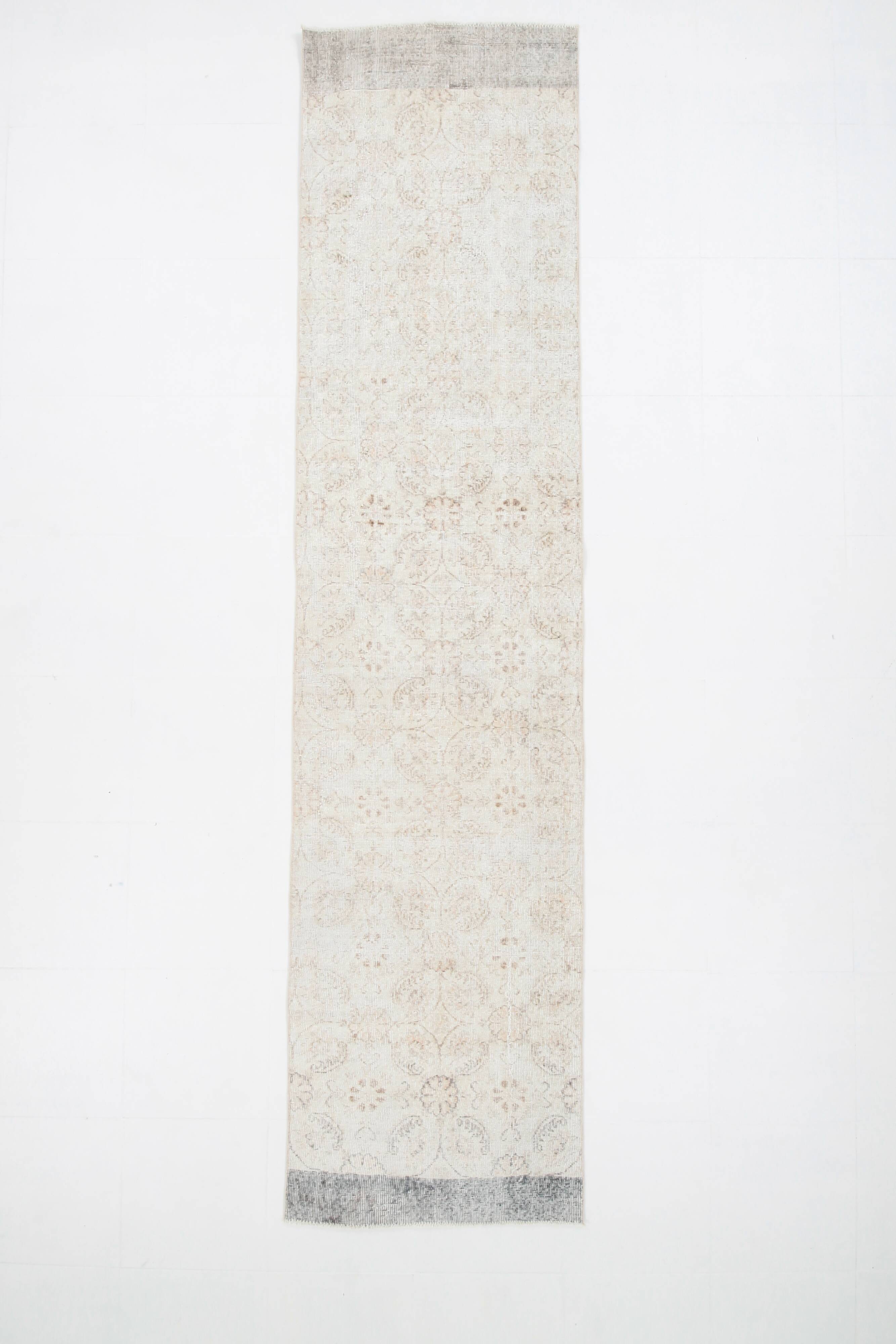 3x11 Rugs For Hallway Beige & Blue Vintage Runner Rug, 82x338Cm