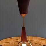 Teak and sisal pendant light from the 50s/60s by Temde Leuchten