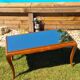 Coffee table exotic wood and glass 50s