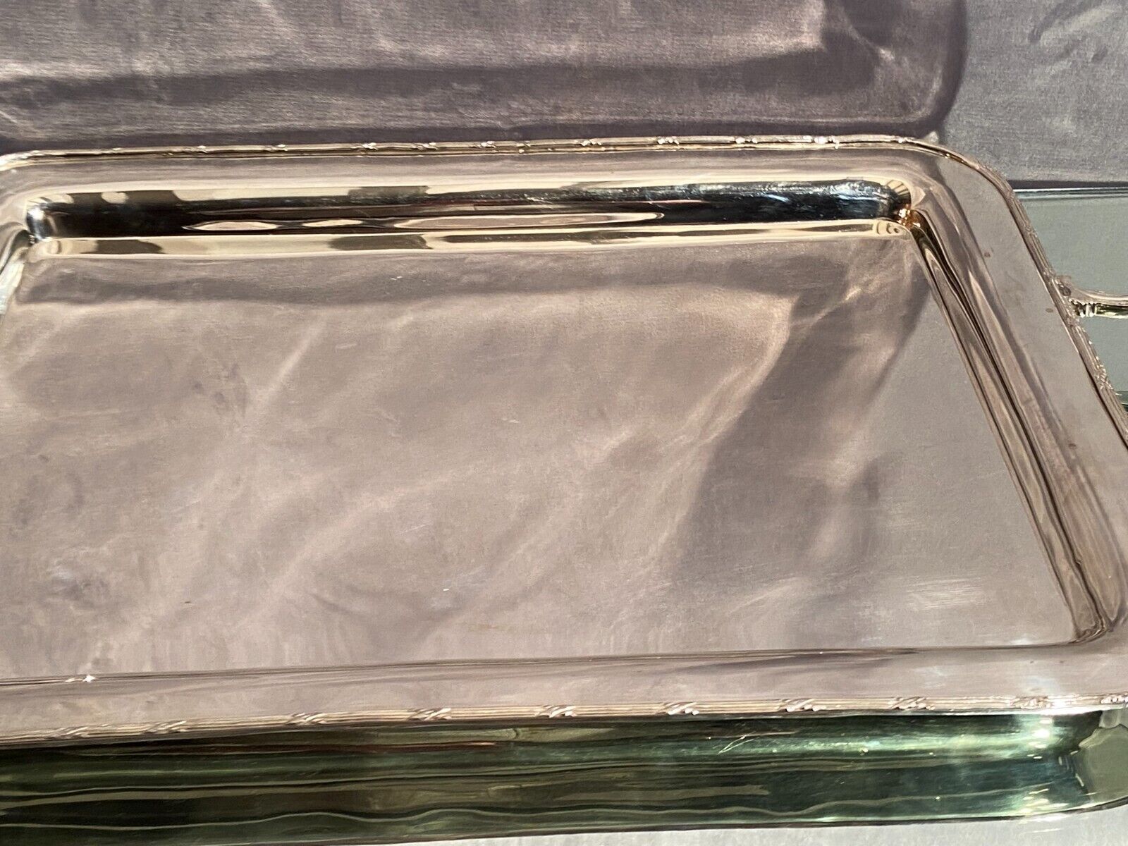 Rectangular top with handles in silver metal in Louis XVI style