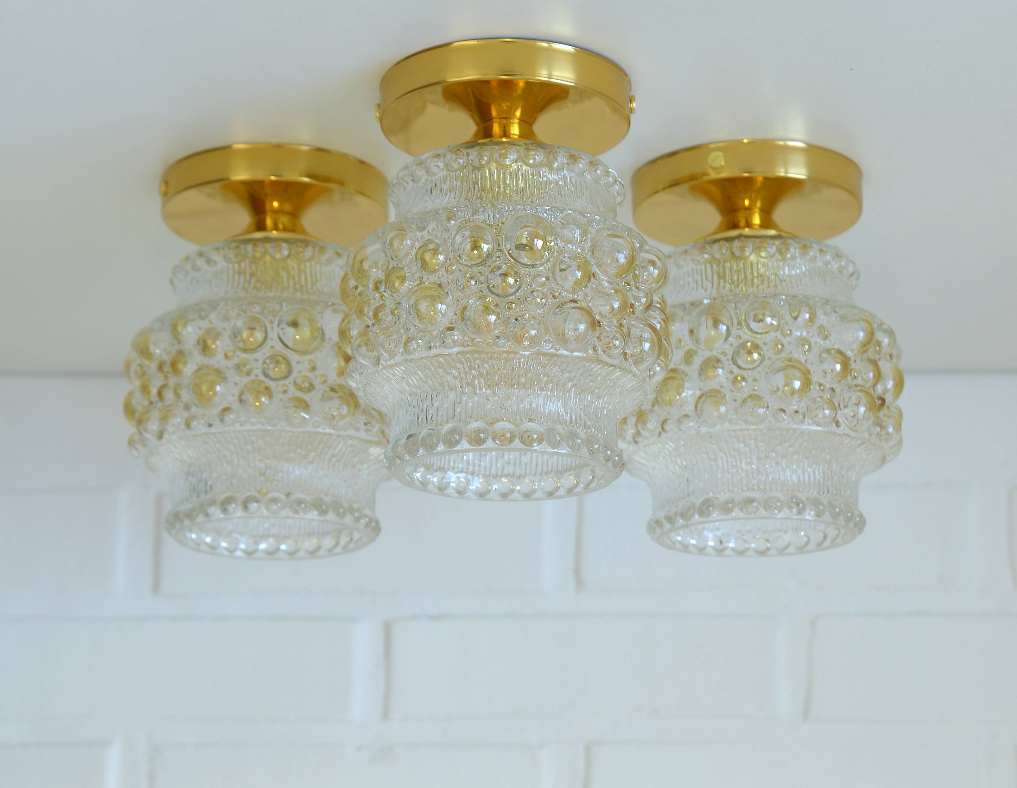 1/3 appliques murales en verre soufflé à la main / éclairage de plafond doré repensé