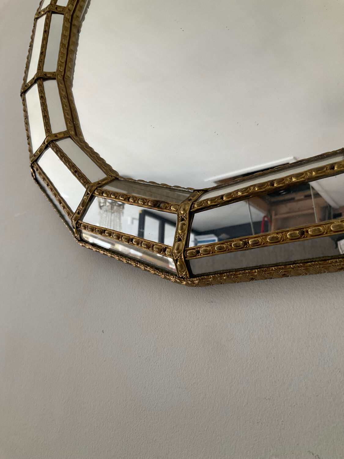 Vintage mirror in brass and parcloses 60s