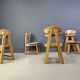 Vintage dutch brutalist oak dining chairs, 1960s