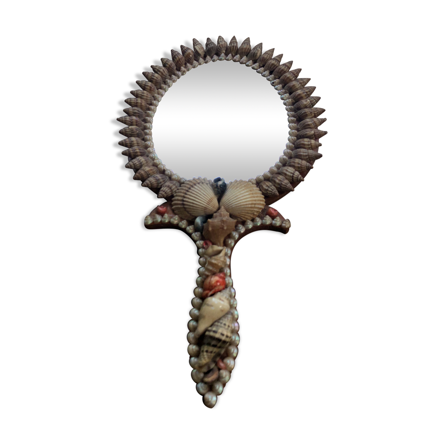 Wall mirror in seashells 19x36cm