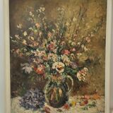 Signed flower bouquet painting
