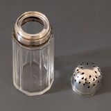 Antique Bohemian crystal and silver-plated metal sugar bowl, 15cm high