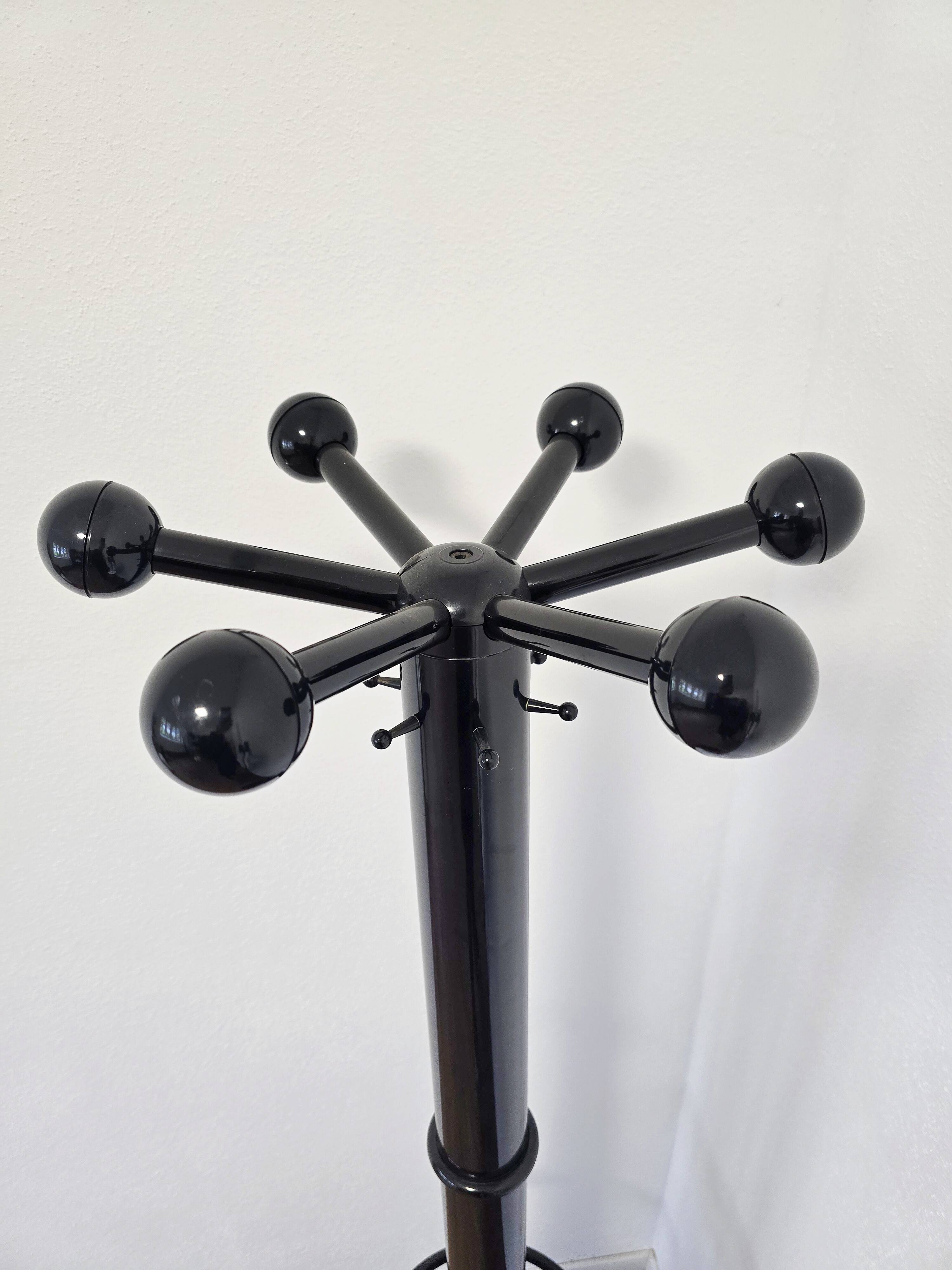 80s Stylish Black Coat Rack and Umbrella Stand