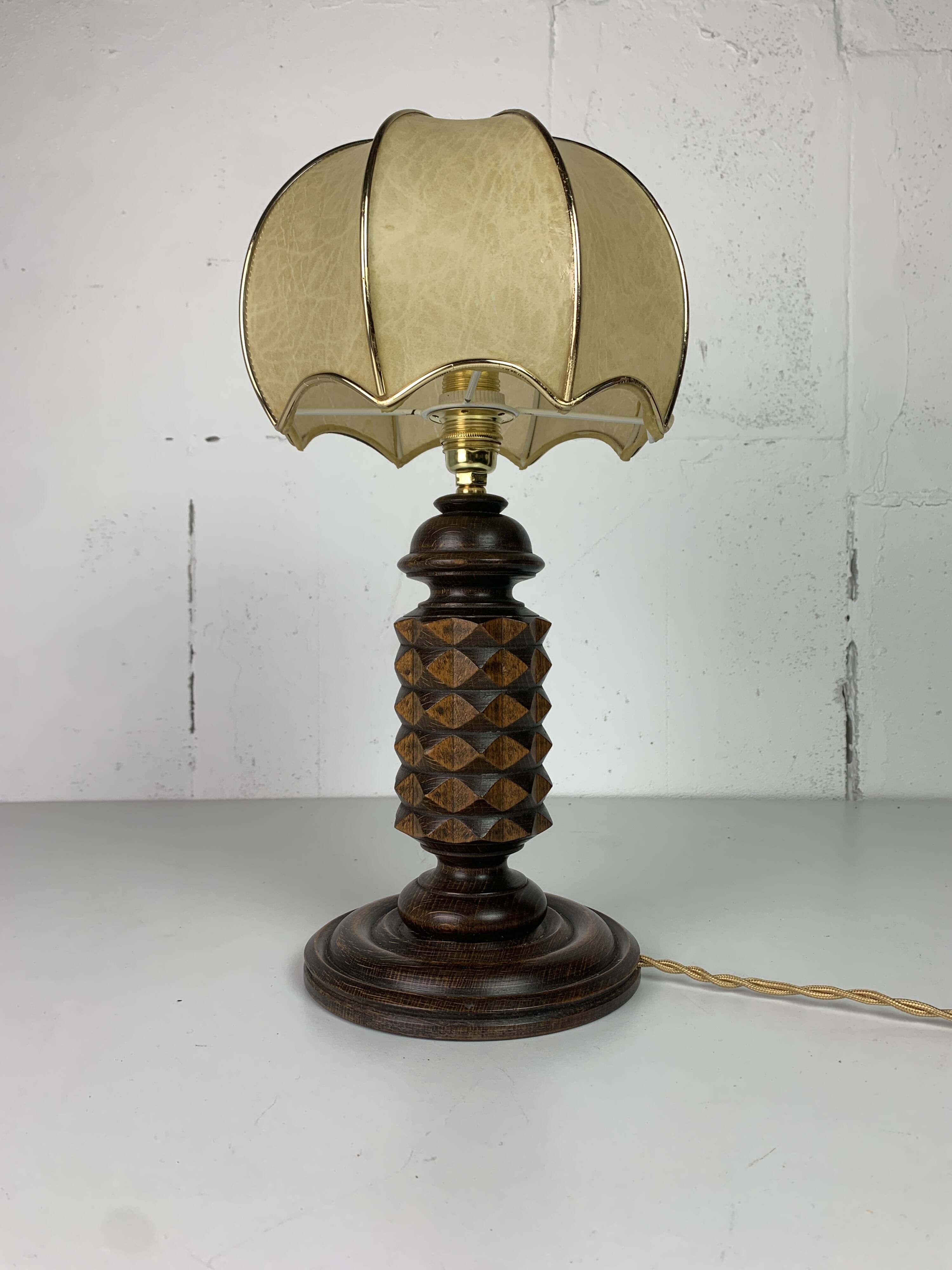 Wood Turned Mushroom Cocoon Table Lamp in the style of Charles Dudouyt