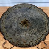 Gueridon 1940 french work ironwork doree plateau eglomise