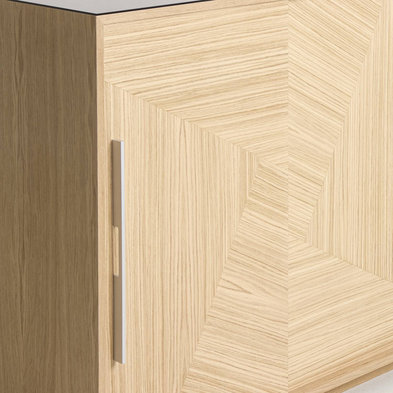 Custom-made oak bar buffet with a smoked glass top