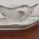 Gravy boat on pedestal with handles Terre de fer St Amand amandinoise "lily of the valley"