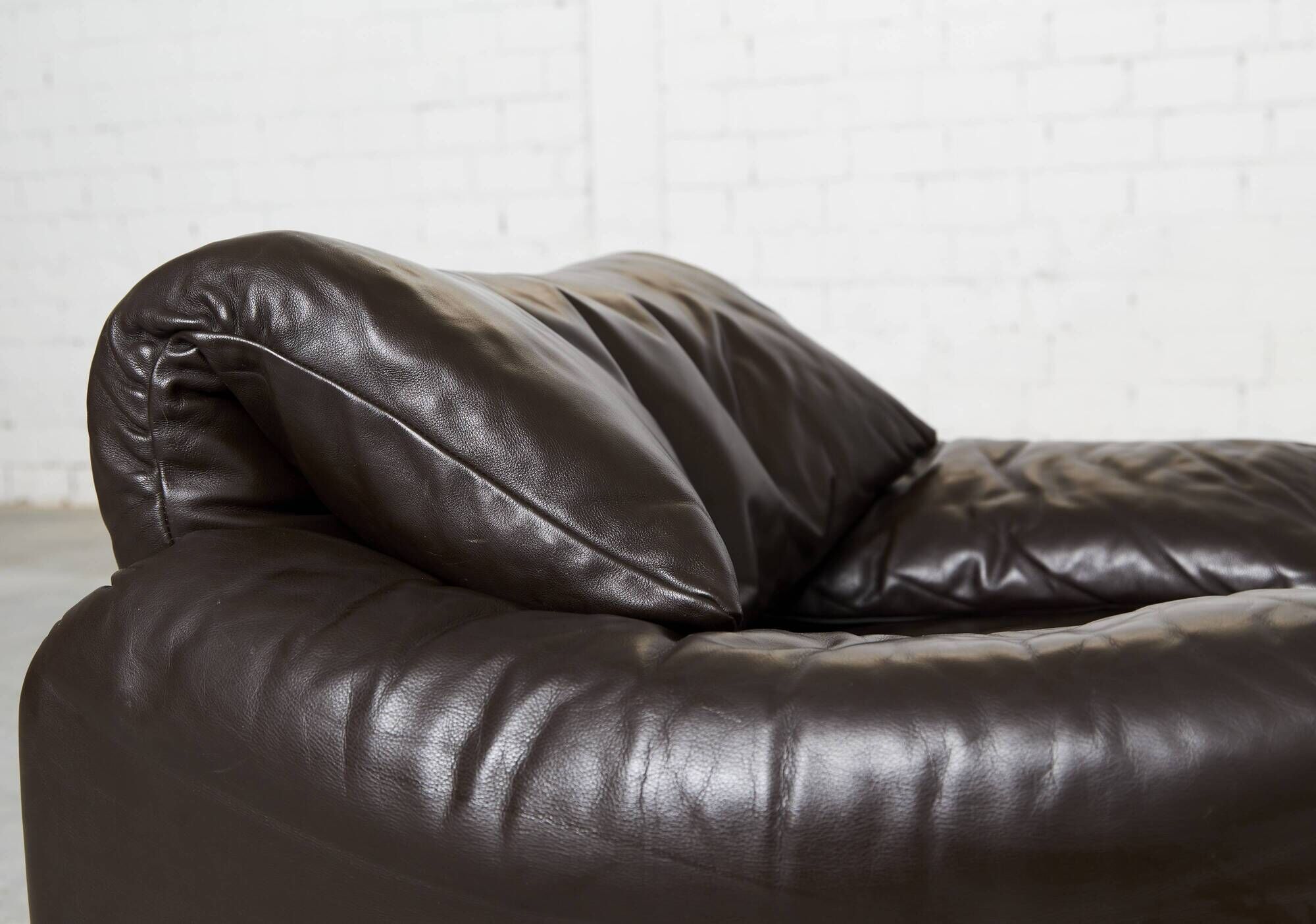 Leather Maralunga Lounge Chair and Ottoman by Vico Magistretti for Cassina