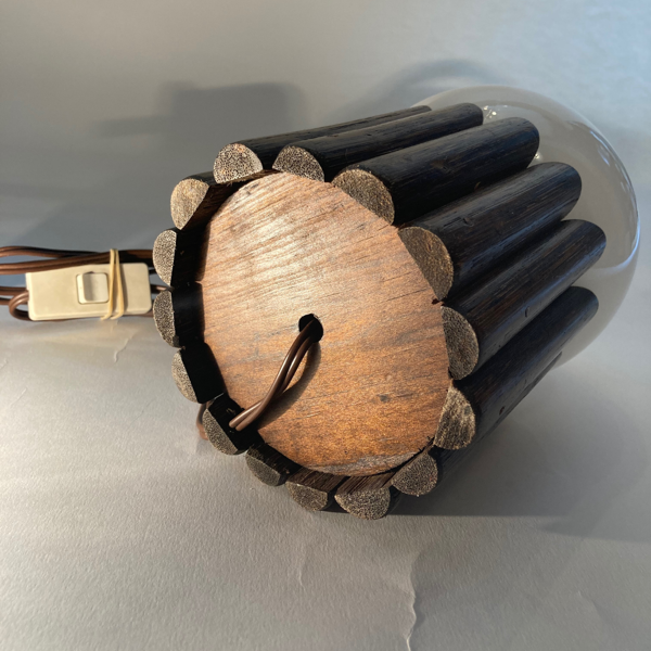 Lampe de bureau ou de table en bambou et opaline, années 1960-1970