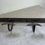 Coat rack, four hooks, in wrought iron.
