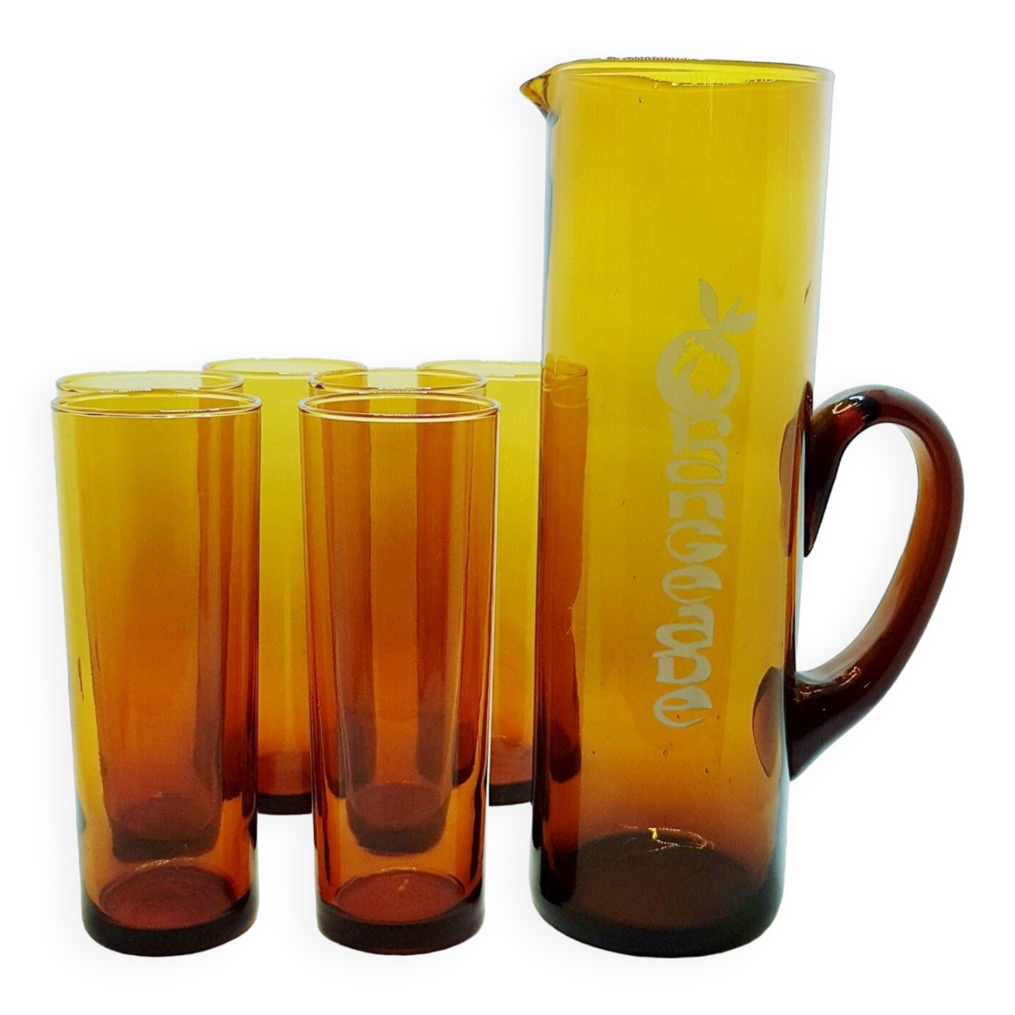 Service à orangeade en verre soufflé à la main