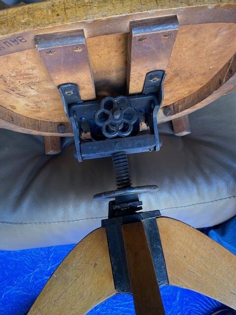 Baumann wood leather armchair