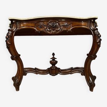 Console galbée style Louis XV en acajou circa 1850 / 150cm