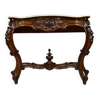 Console galbée style Louis XV en acajou circa 1850 / 150cm