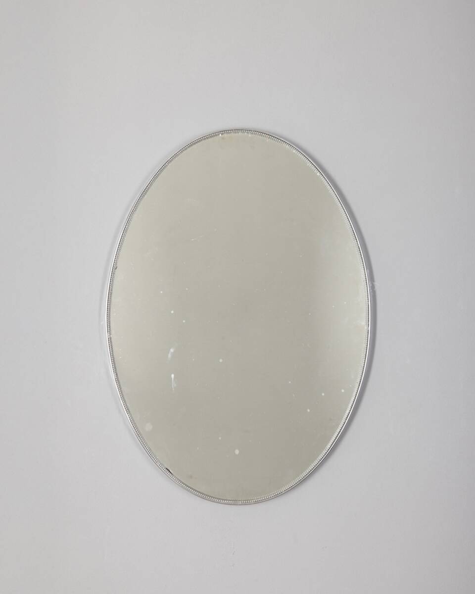 Vintage 70s wall mirror chrome metal Italian design