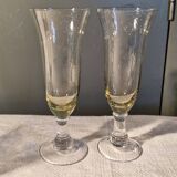 4 old blown glasses, 2 champagne flutes, 2 glasses