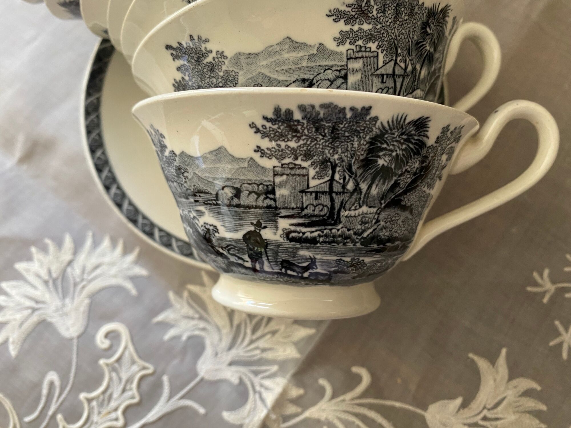 7 tea cups and 7 sub-cups in Wedgwood porcelain model "Lugano"