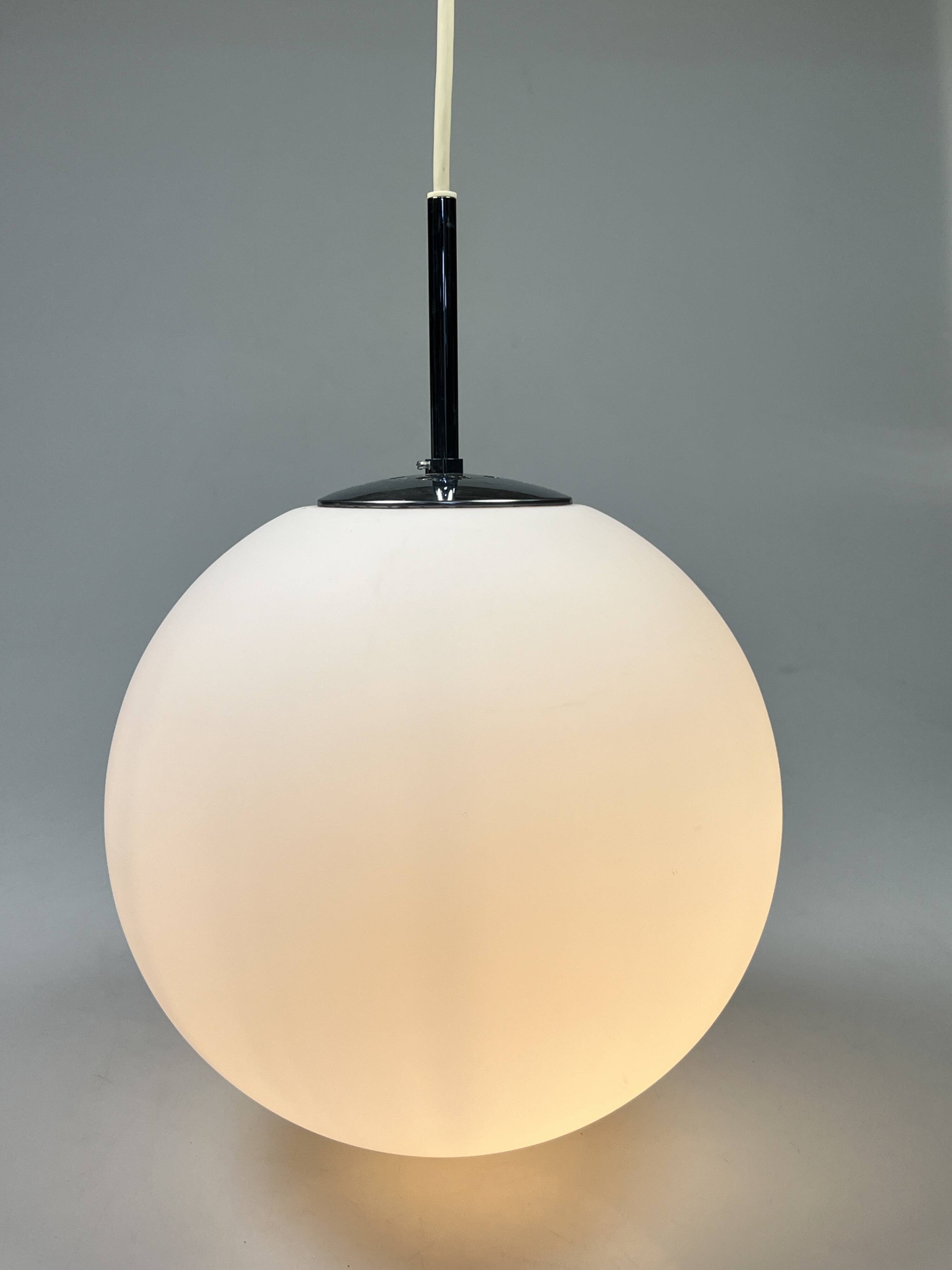 Vintage Glass Globe Lamp / Hanging Lamp, Glashütte Limburg, Germany 1960's