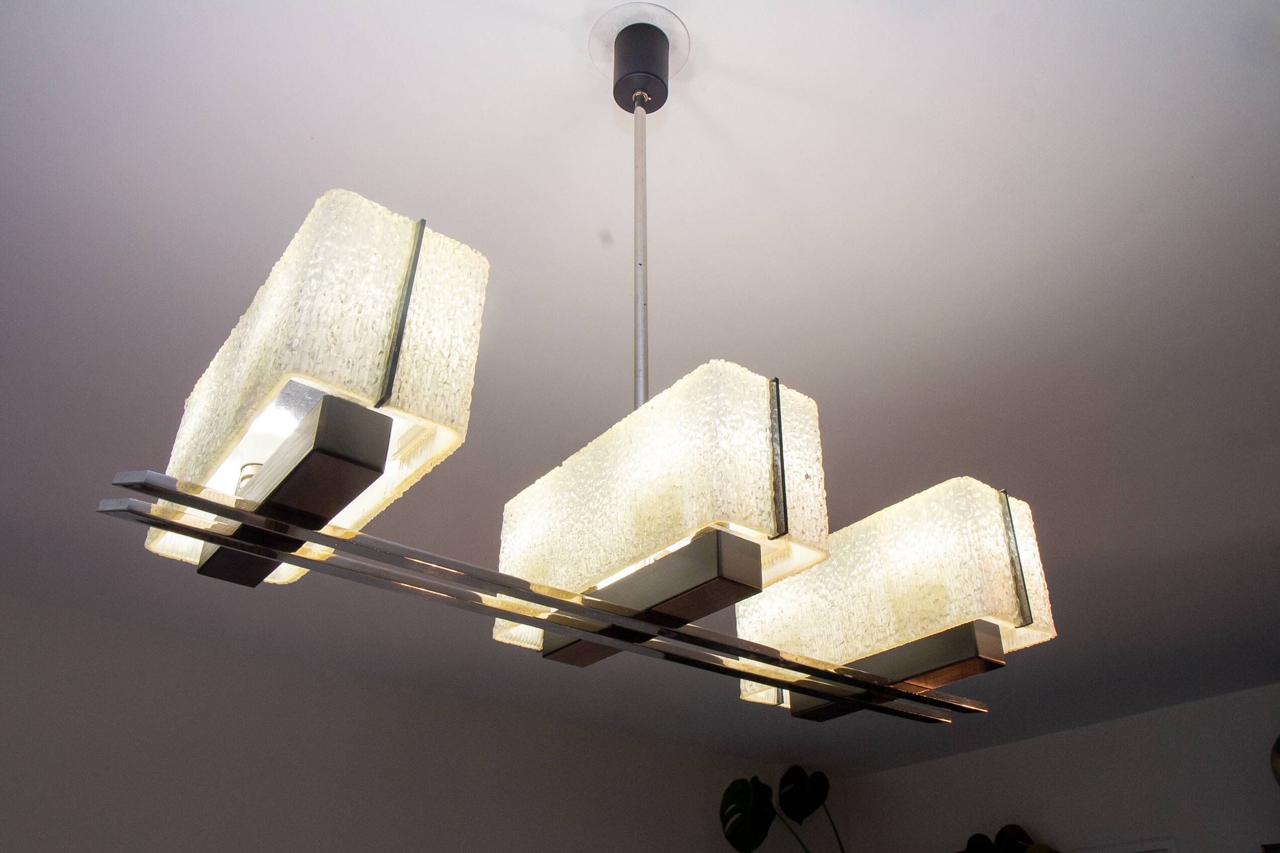 Modernist chandelier Maison Arlus ocean liner 1960