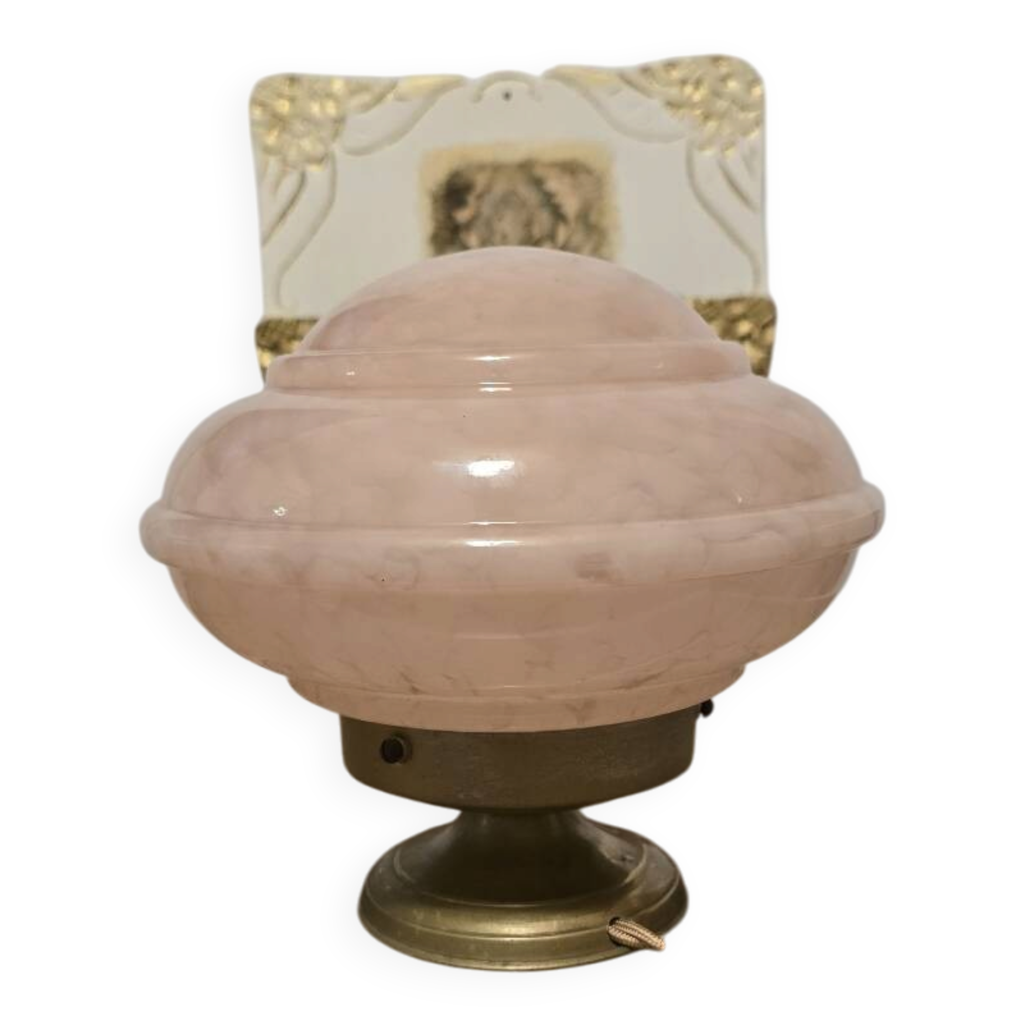 Clichy pink glass globe bowl converted into a table lamp.