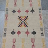Traditional beige and yellow carpet in pure wool 73x109cm
