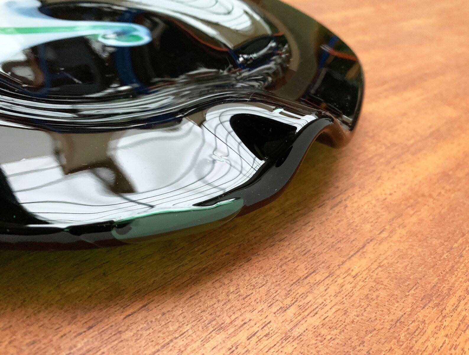 Artistic vintage German glass bowl plate by Hans Jürgen Richartz for Mathildenhütte, Solingen.