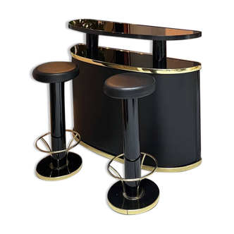 Ensemble bar, tabourets, et meuble des années 80