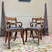Pair of Armchairs and Pair of Chairs in Mahogany, 20th Century