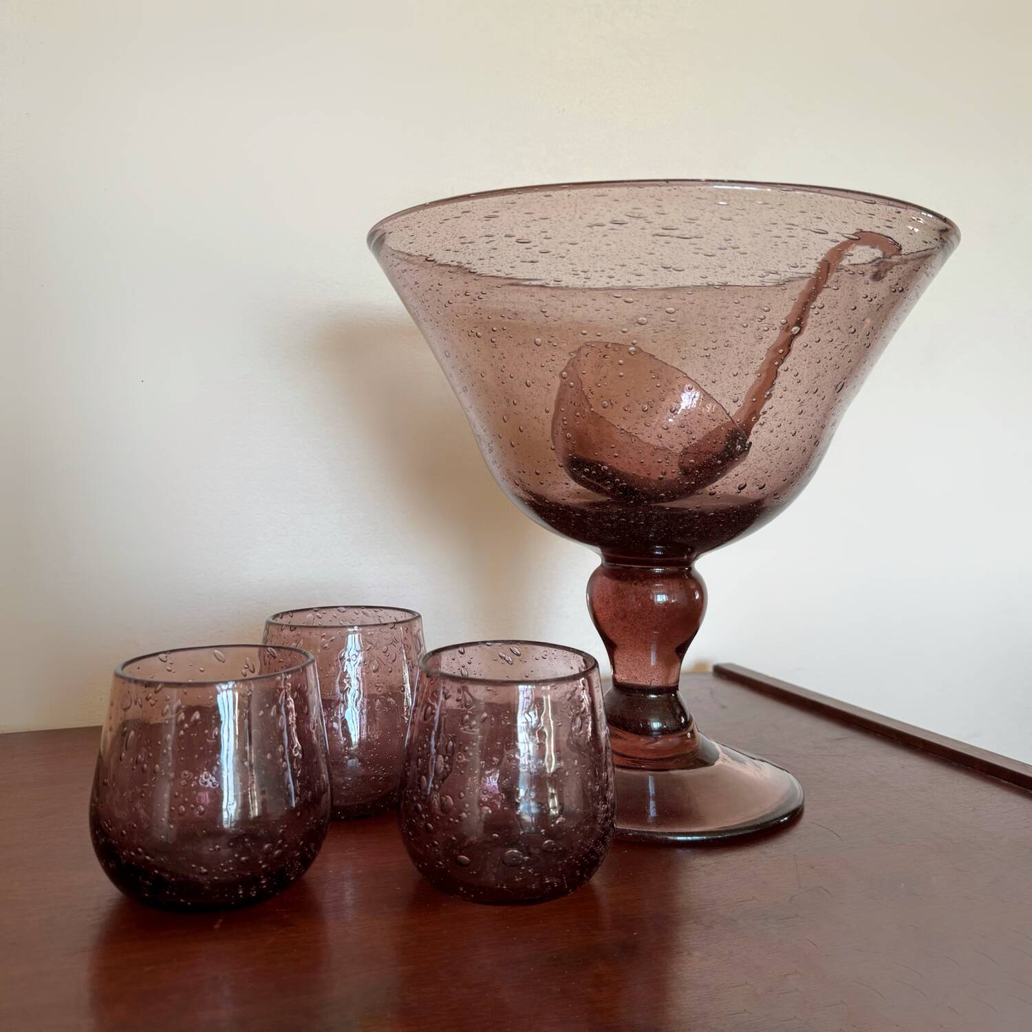 Old Biot blown glass punch set