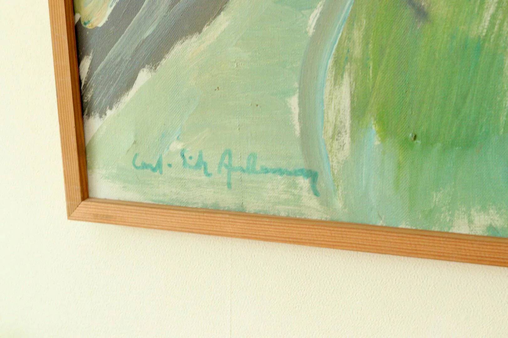 Oil on Swedish canvas "Grötviks Hamn Quarry", Carl-Erik Andersson