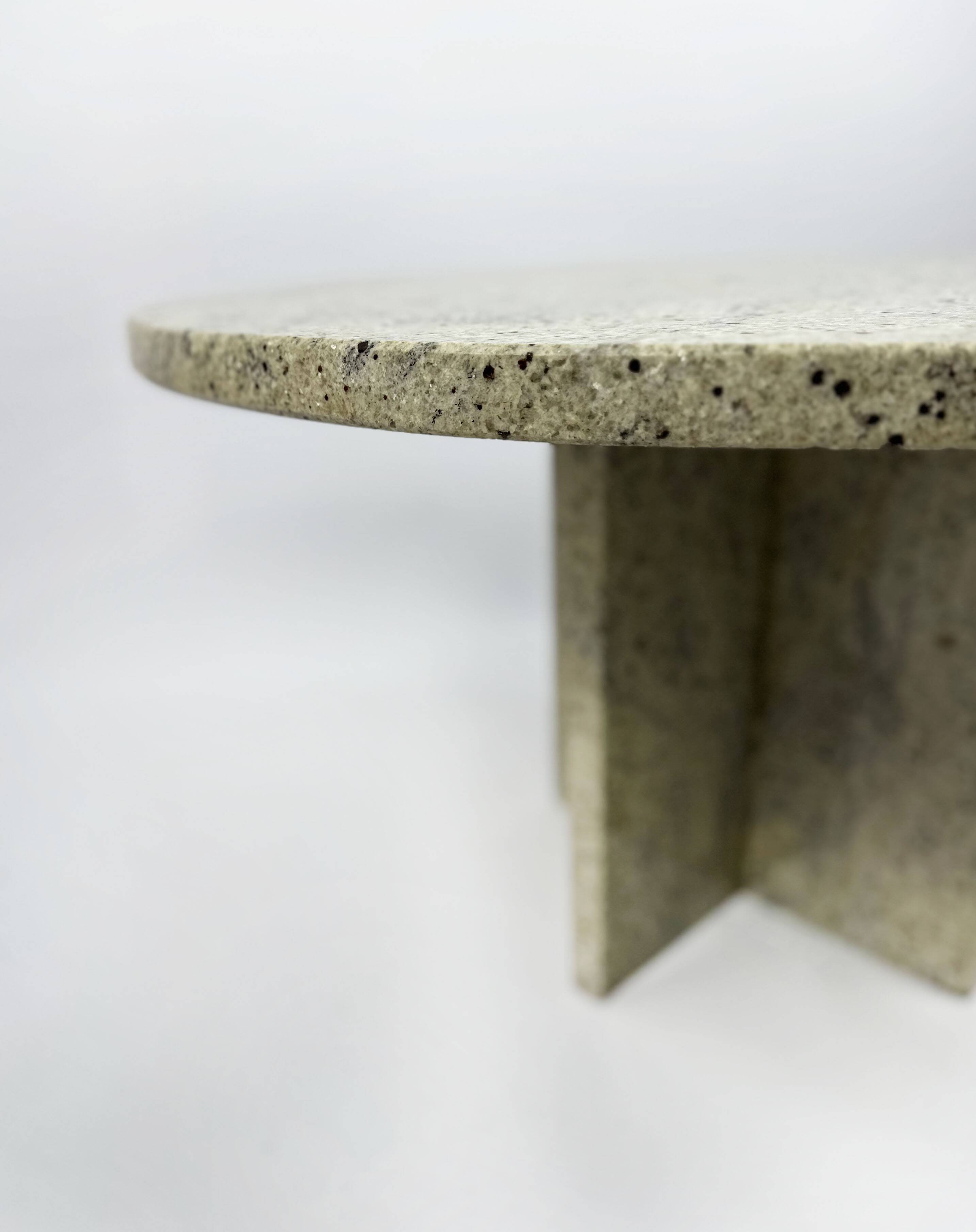 Vintage 1970s Round White Granite Coffee Table