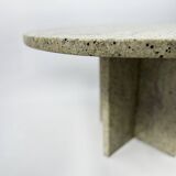 Vintage 1970s Round White Granite Coffee Table