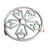 Vintage French light greenish blue cast iron table mat