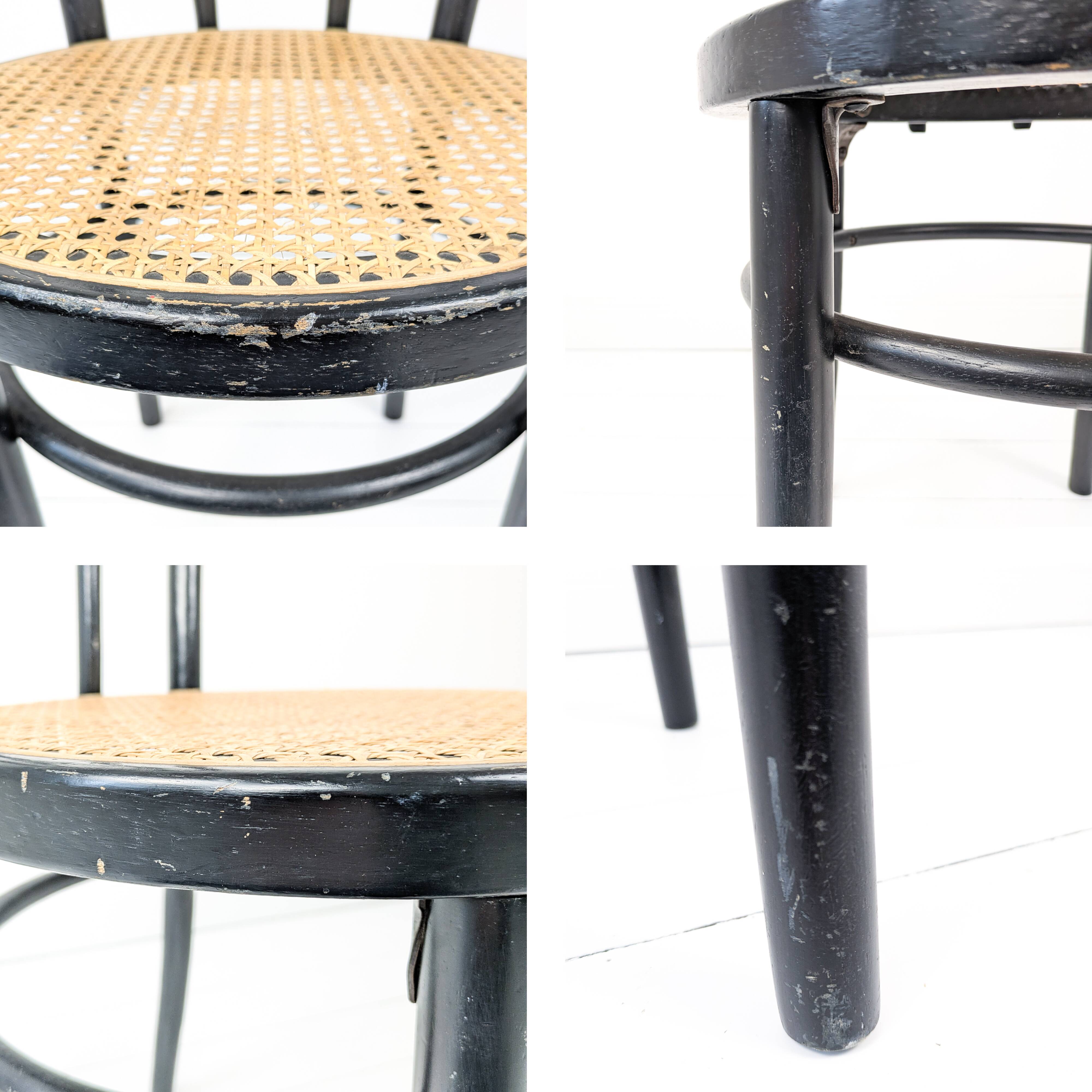 Chaise de café vintage Bugholz noir Wiener Geflecht Chaise de salle à manger