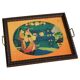 Art Deco Japanese-themed wooden and glass plateau, 1940s.
