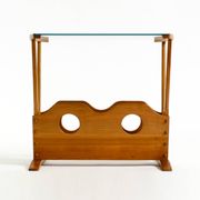 Beautiful mid-century modern side table with magazine rack, made of ash woo