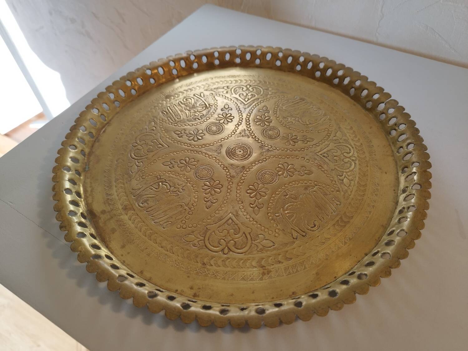 Oriental brass tray