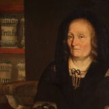 Peinture ancienne portrait "La veuve du pharmacien de Trente"