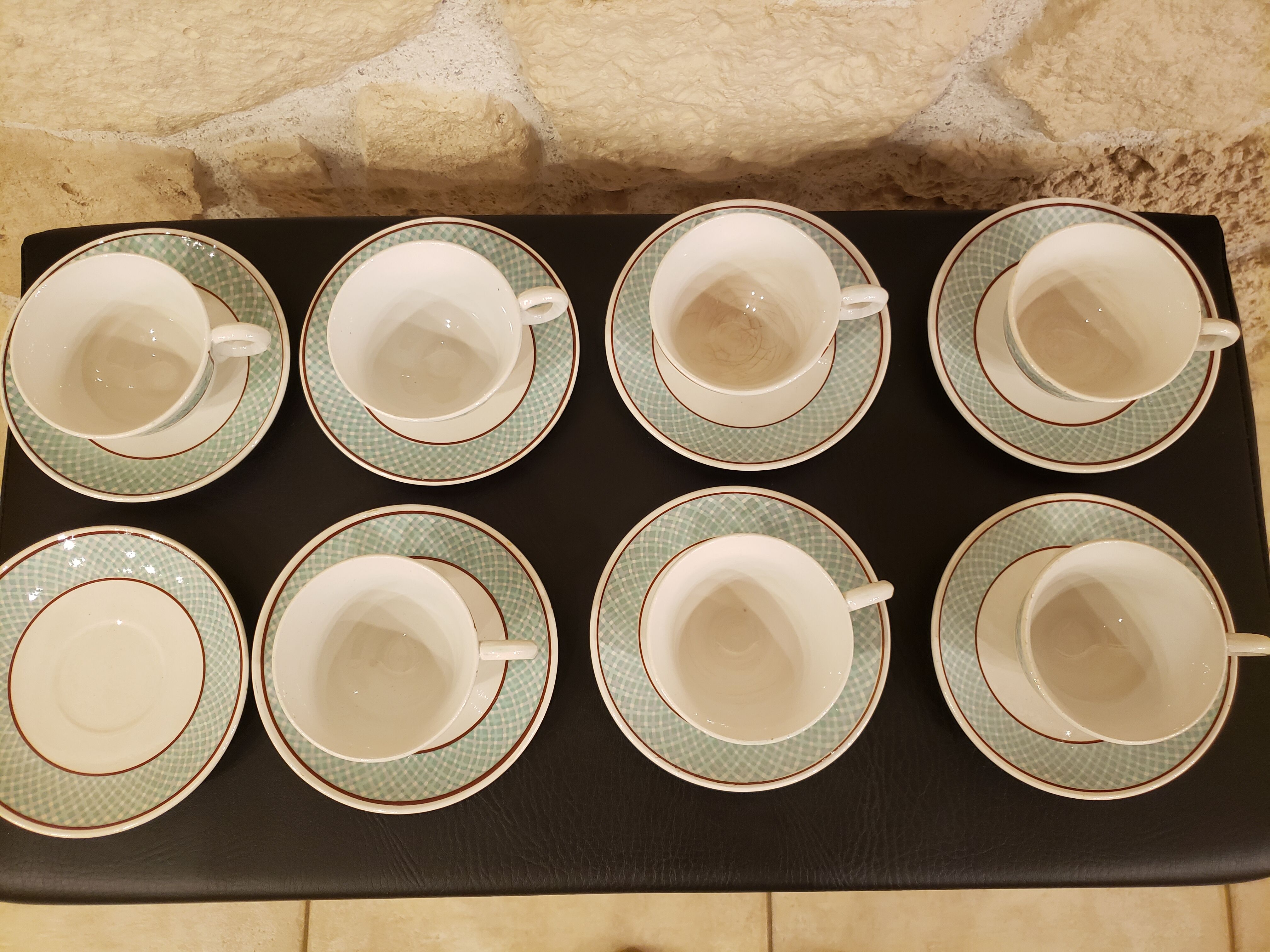 7 cups & 8 under opaque porcelain cups