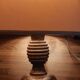 Art Deco turned wood lamp