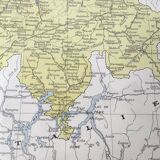 Vintage color map of Switzerland 43x43cm from 1950
