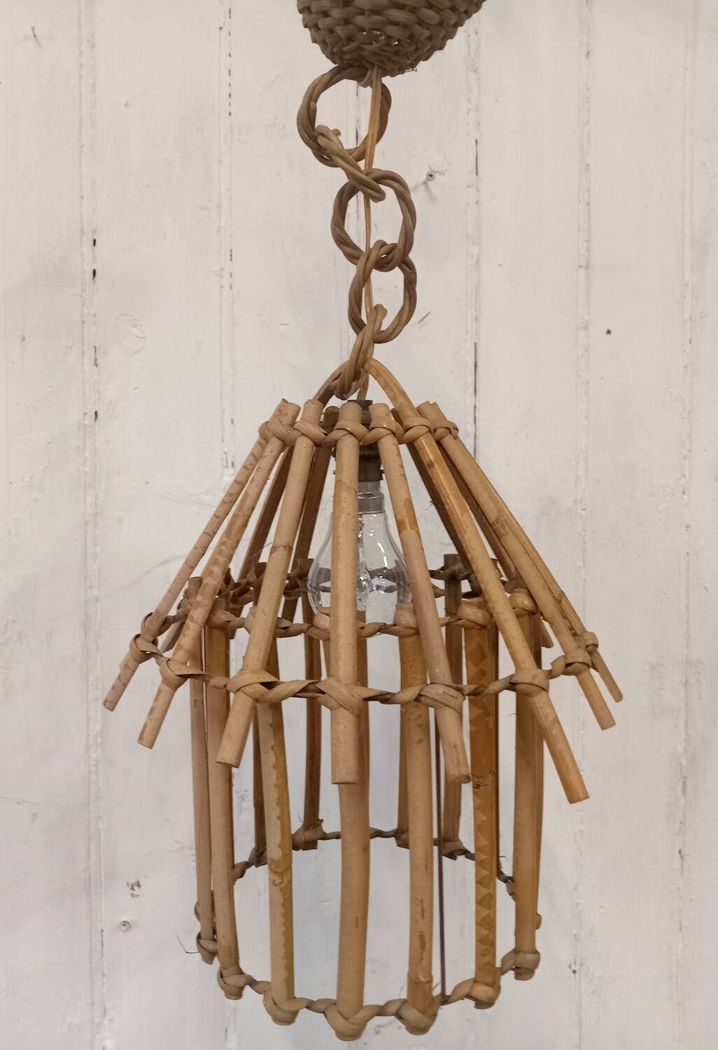 Vintage rattan pendant light